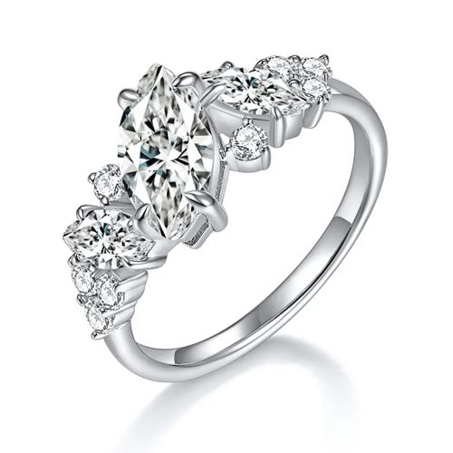 Marquise Cut Moissanite Ring -Sterling Silver