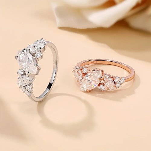 Marquise Cut Moissanite Ring -Sterling Silver