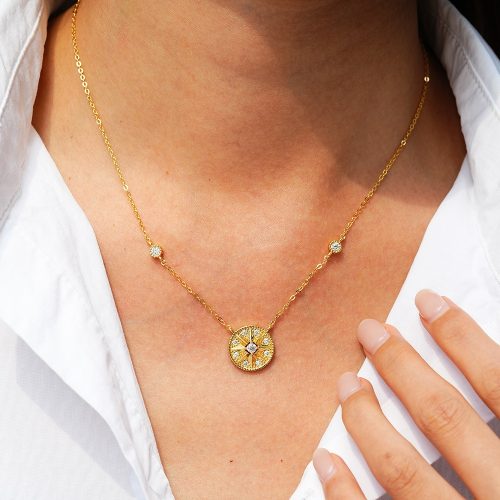 Hexagram Moissanite Necklace -18K Gold