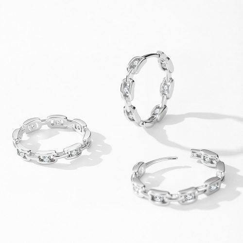 Punk Diamond Earrings -Sterling Silver